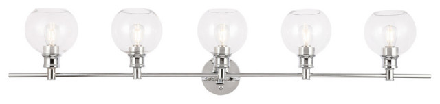 Living District 5-Light Chrome and Clear Glass Wall Sconce