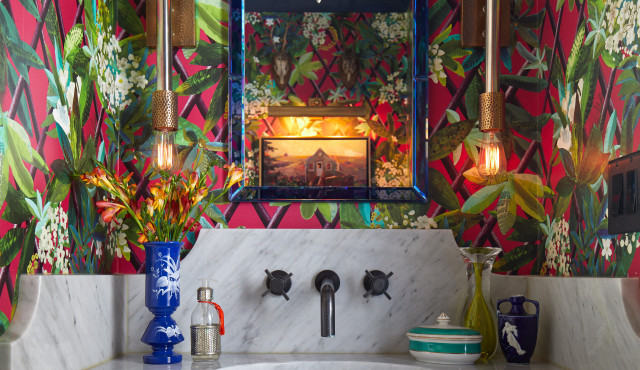 Peek Inside a Designer’s Eclectic Dining Room and Powder Room