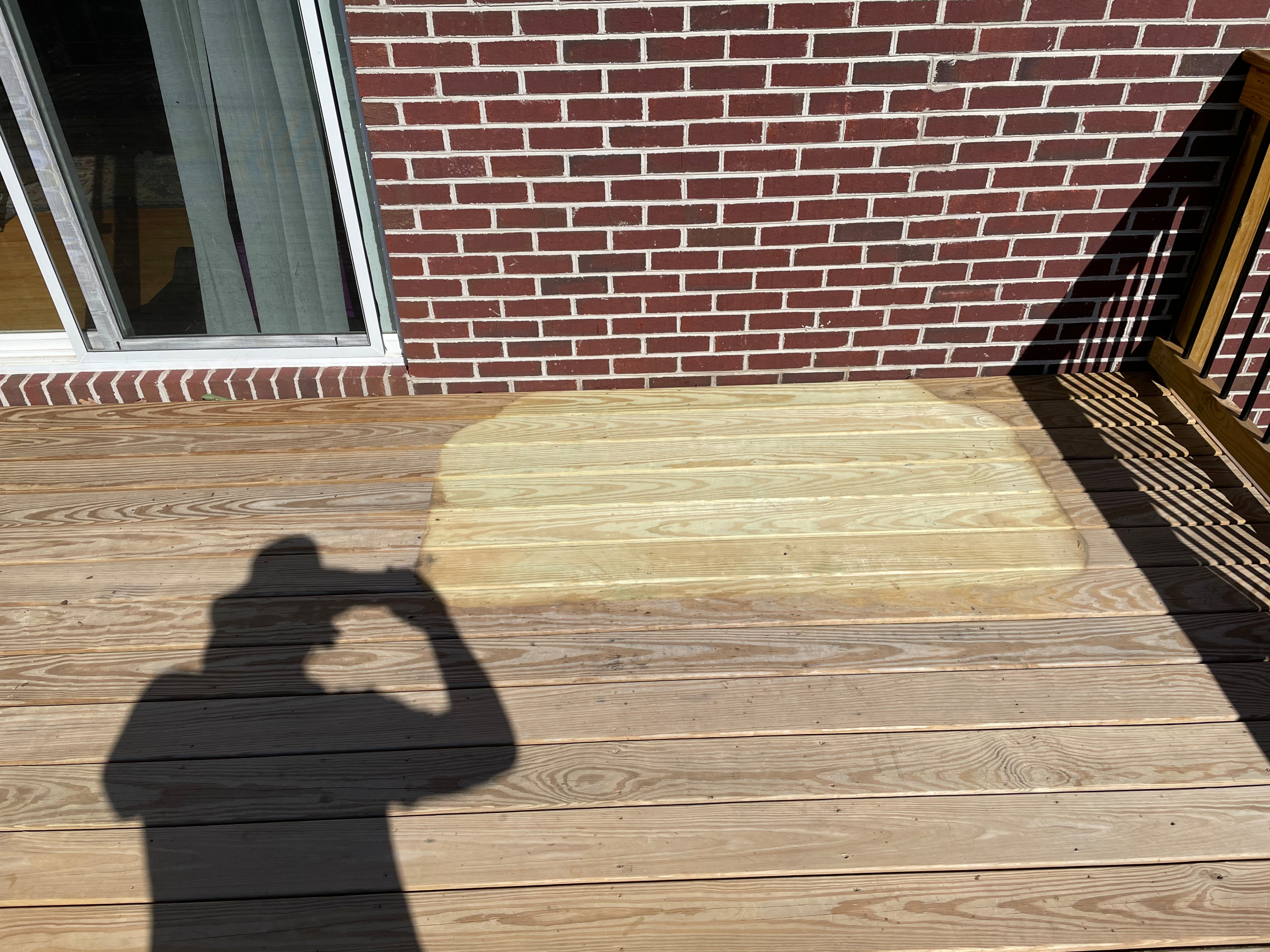 Deck stain and gutters power wash