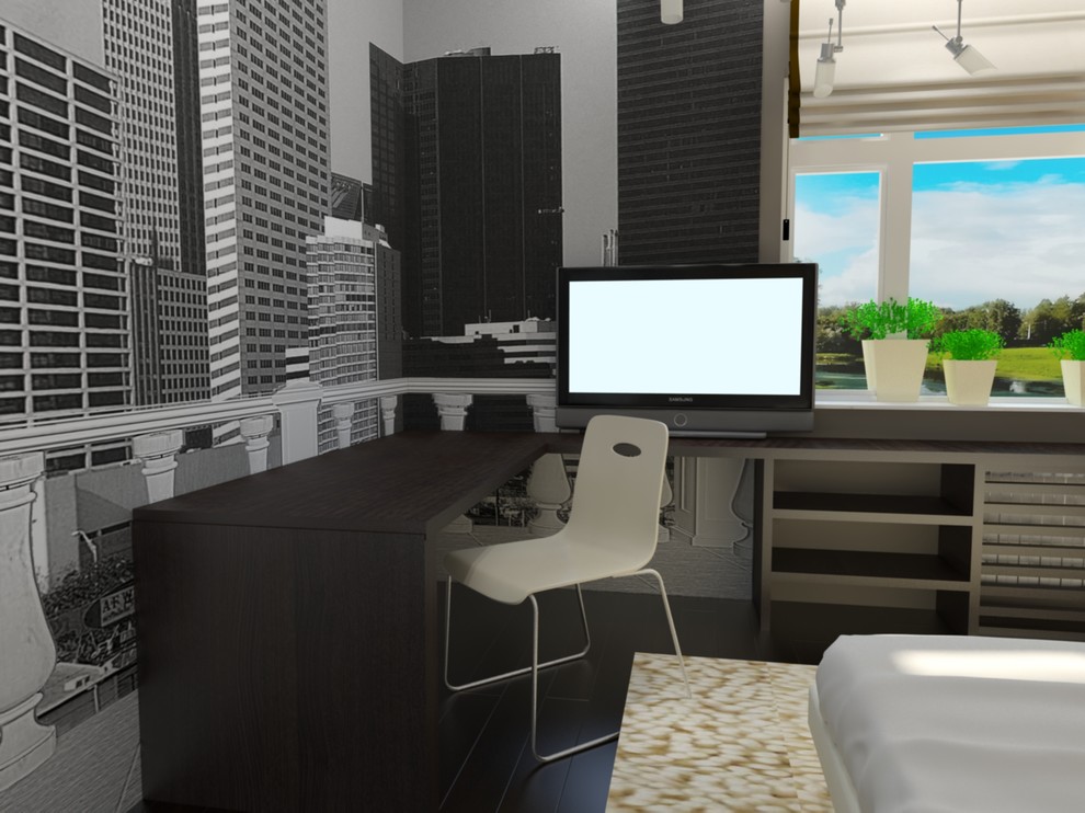 Интерьер загородного дома с красными акцентами