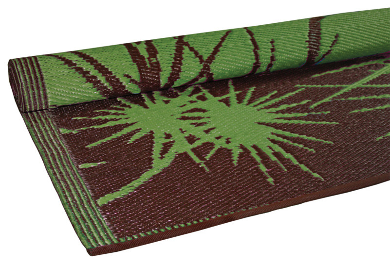 Bamboo-Print Floor Mat, Lime/Brown