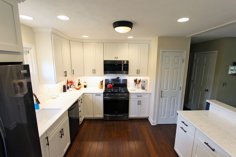 Waypoint Painted Linen with Zodiaq Blue Carrara Quartz Countertop Transitional