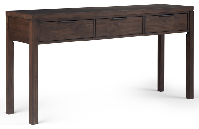 Hollander Solid Wood 60 W Modern Console Table Warm Walnut Brown