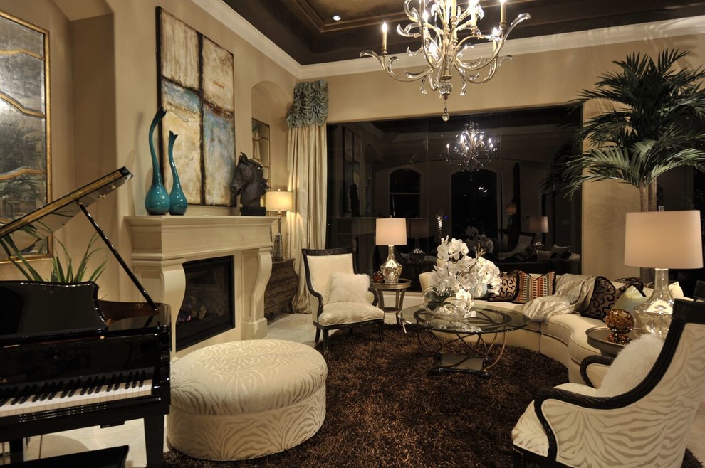 Inspiration for a mediterranean family room in Houston.