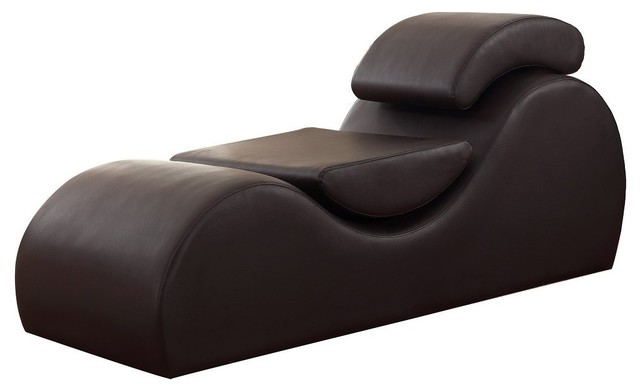 Athenes Faux Leather Yoga and Stretch Relax Chaise, Brown