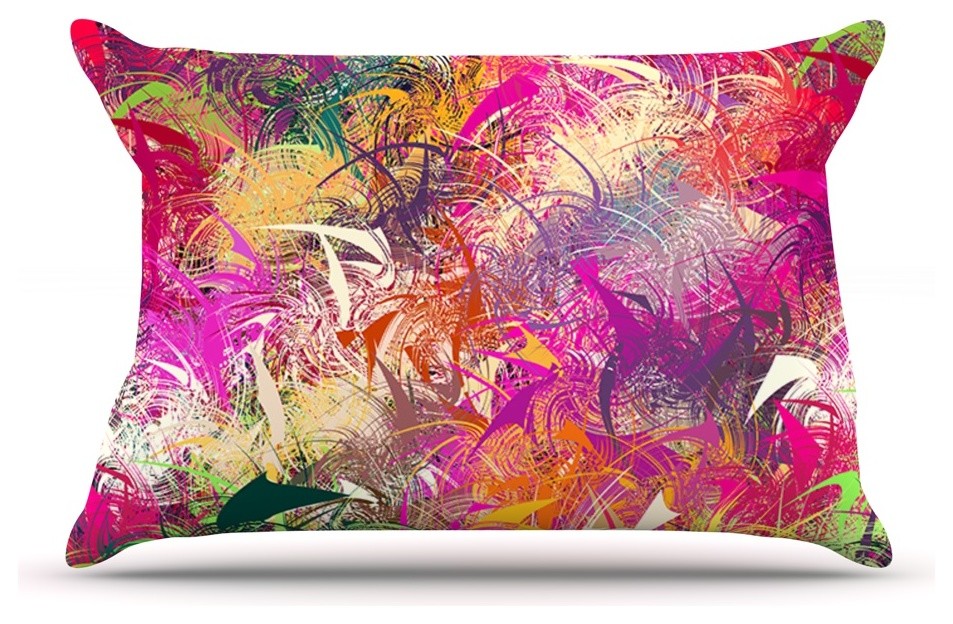Danny Ivan "Splash" Rainbow Abstract Pillow Case, Standard, 30"x20"