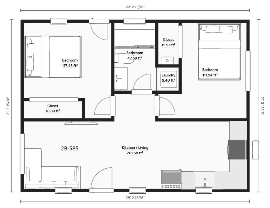 Two Bedroom Floorplans 2B-585