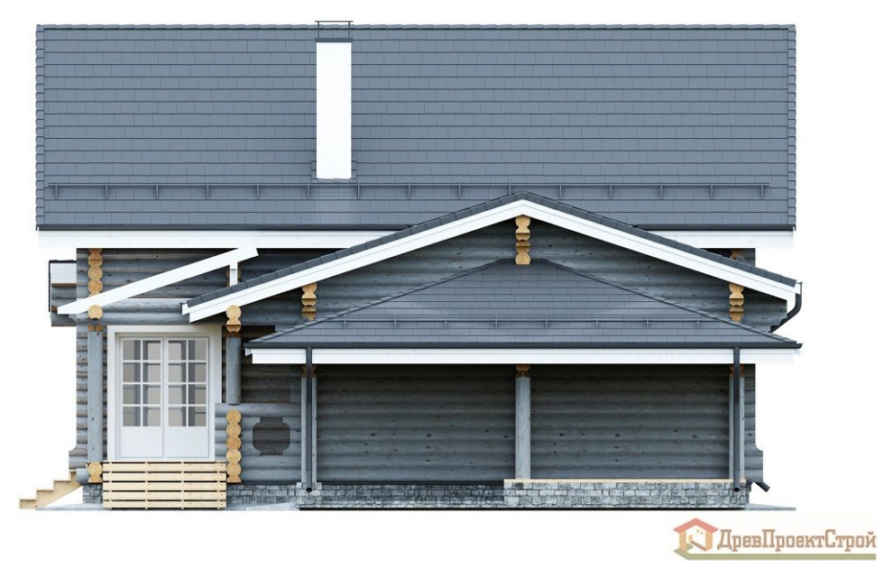 Дом из оцилиндрованных бревен 197,03м². Размеры 16800 х 10200. Проект № 304