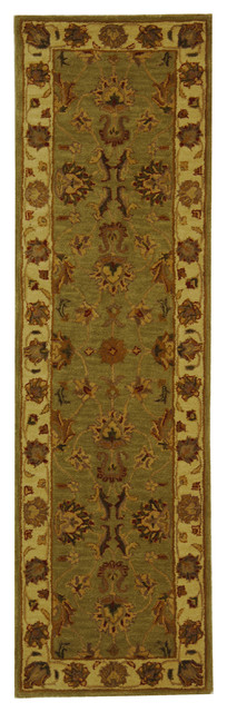 Safavieh Heritage Collection HG343 Rug, Green/Gold, 2'3" X 10'