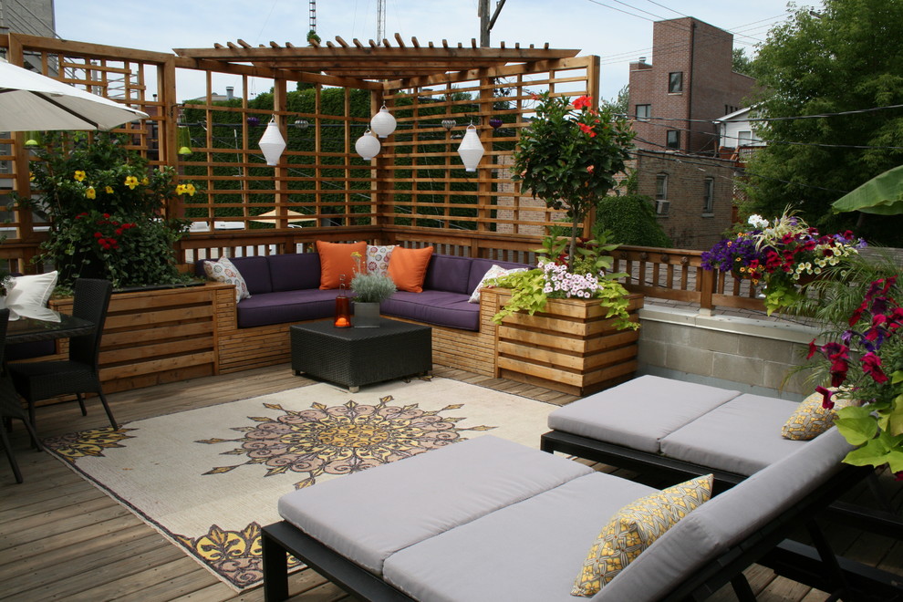 Inspiration for a traditional patio in Chicago with a pergola and decking.