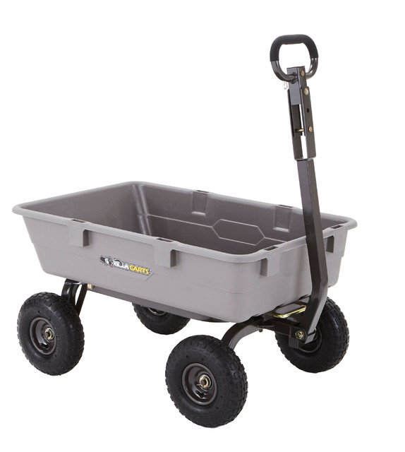 Gorilla Carts Poly Garden Dump Cart, Steel Frame, 10" Pneumatic Tires