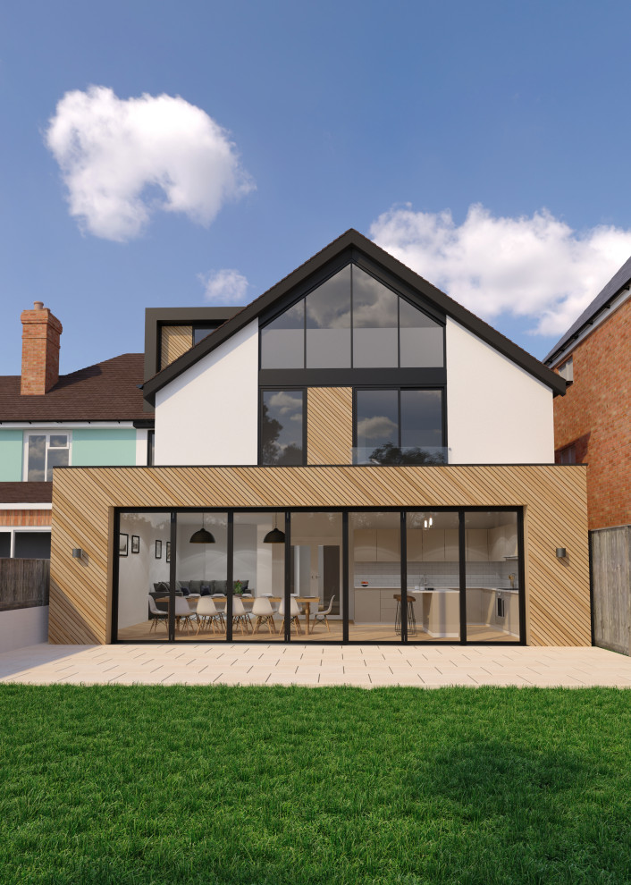 Contemporary Rendered Extensions Contemporary Timber and Render Extension - Contemporary - House ...