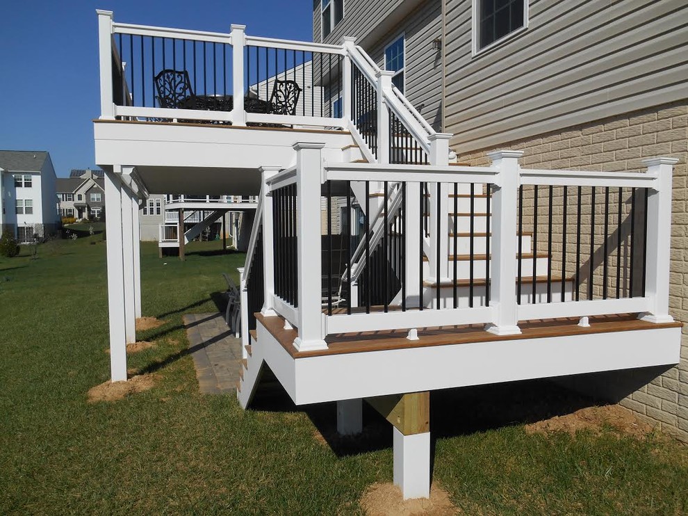 Photo of a large transitional backyard deck in Baltimore with no cover.