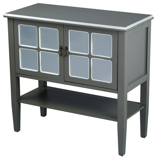 Vivian 2 Door Console Cabinet With Paned Mirror Inserts And Shelf Vivian 2 Door Console Cabinet With Paned Mirror Inserts And Shelf W191028m 1329