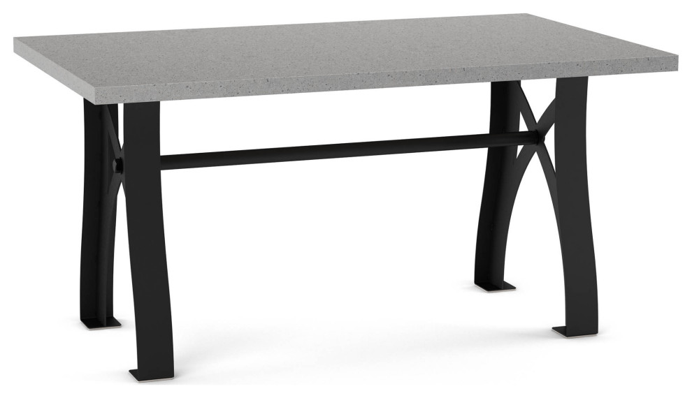 Amisco Cheston 60" Dining Table, Concrete Tfl / Black Metal