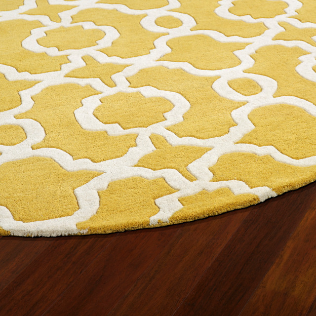 Kaleen Tara Rounds Collection Bright Yellow Area Rug 7'9"x7'9