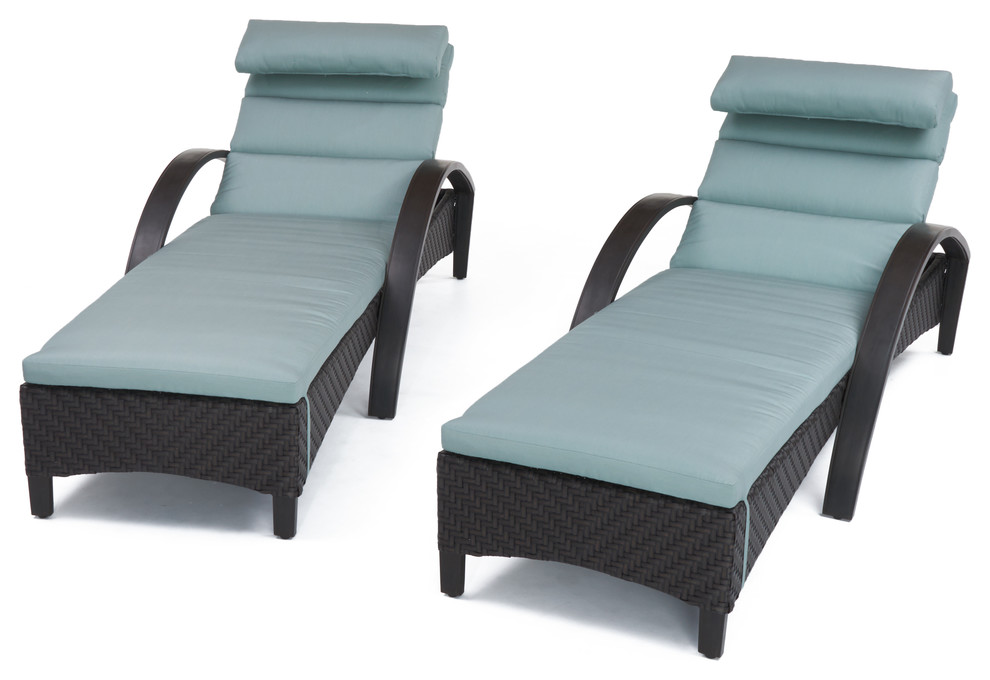 Barcelo 2 Piece Aluminum Outdoor Patio Chaise Lounges Tropical