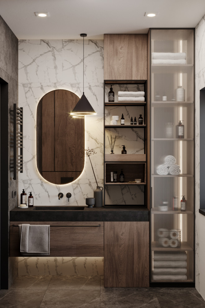 Визуализация кабинета и санузла в коттедже в д. Конохово