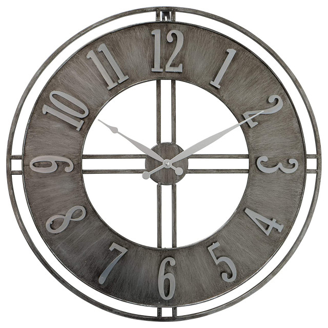 Urban Metal Industrial Clock 23.5 Inches Industrial Wall Clocks by Whole House Worlds Houzz