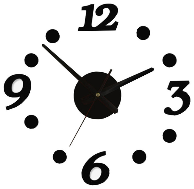 14 Inch Fashion Creative Simple Art Diy Digital Wall Clock Black