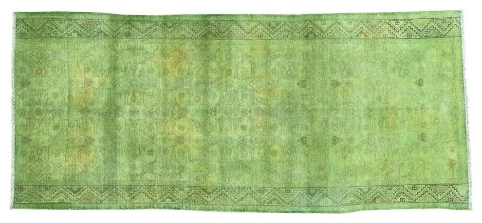 3'7"x8' Wide Runner Overdyed Persian Hamadan Fragment Oriental Rug R30437