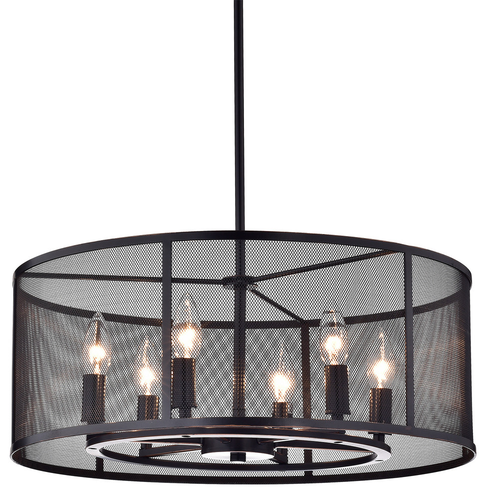 Aludra 6-Light Round Metal Mesh Shade Pendant Chandelier Oil-Rubbed Bronze