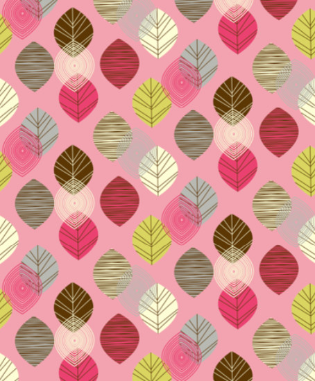 Linear Leaves Bright Wallpaper, Pink