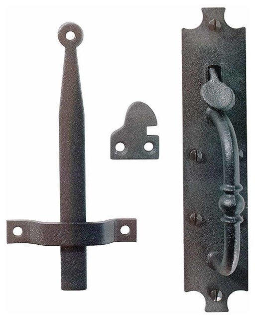 Norfolk Door Latches Black Cast Iron 8" Tall Gate Latch with Mounting