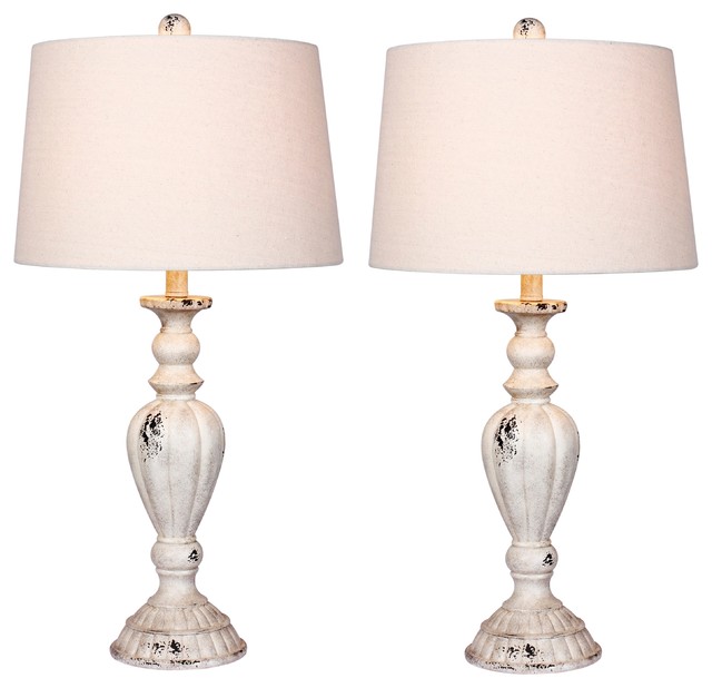 Resin Table Lamps In Cottage Antique, Farmhouse Table And Floor Lamp Sets