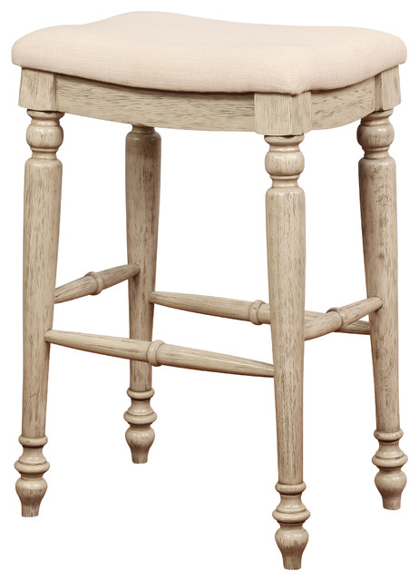 Marino White Wash Backless Bar Stool, French Country Backless Counter Stools