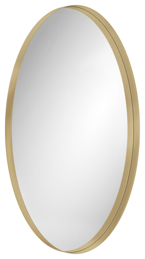Oval Framed Wall Mounted Bathroom Vanity Mirror, 18x28 Contemporary