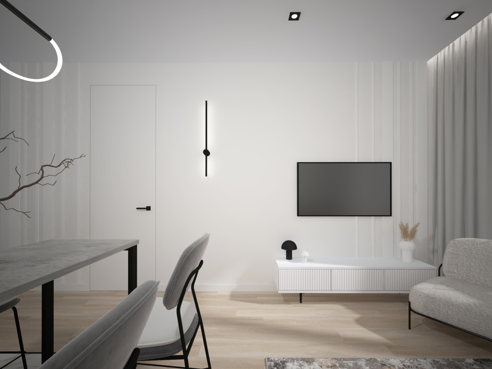 Современная кухня-гостиная. Площадь 17 м2