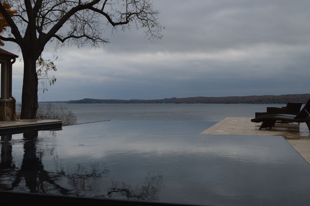 Infinity Edge pool that I designed on Lake Geneva, WI.  Built by Barrington Pool