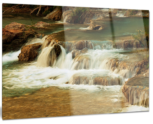 "Waterfall Cascade With White Waters" Modern Metal Wall Art Contemporary Metal Wall Art by