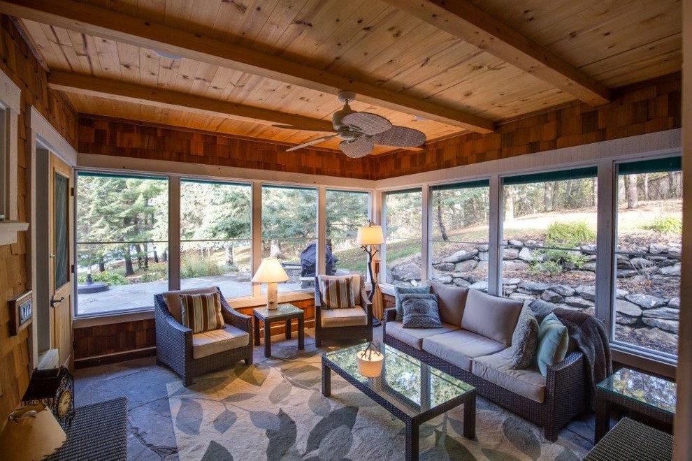 Inspiration for a rustic sunroom remodel in Minneapolis