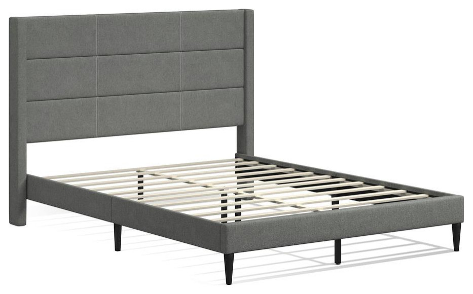 Pax Upholstered Platform Bed, Stone, Queen
