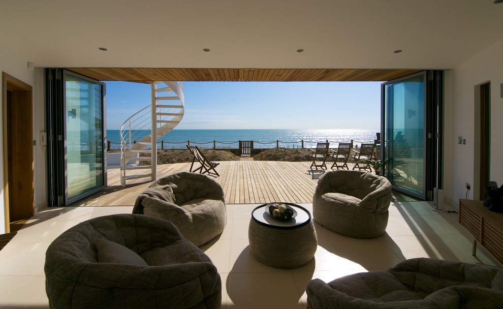 Beach style living room in Kent.