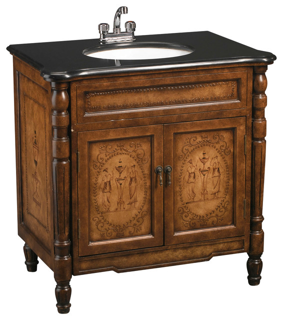 Brown Vanity Sink With Black Granite Traditional Bathroom Vanities