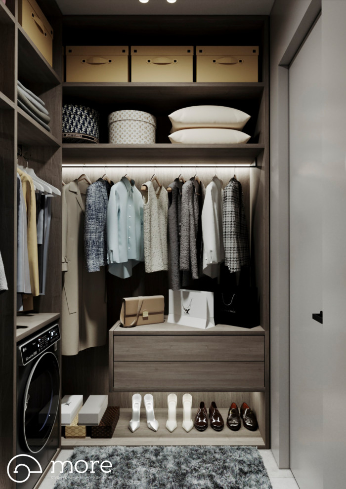 Inspiration for a small contemporary storage and wardrobe in Other.
