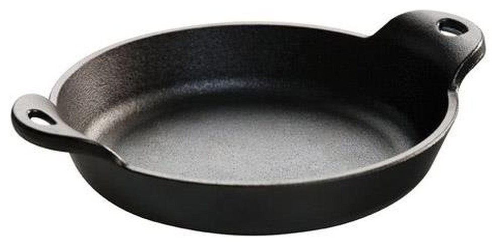 Lodge Heat Enhanced and Seasoned Cast Iron Round Mini Server, 14 oz. Black