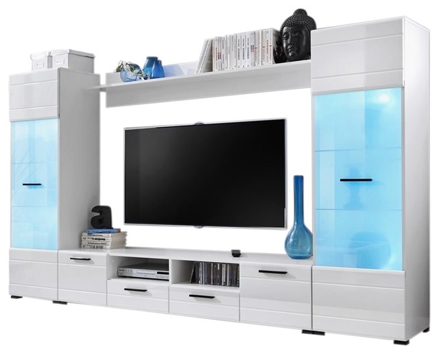 Modern Entertainment Center Wall Unit With 15 Colors Led Lights 65 Tv Stand