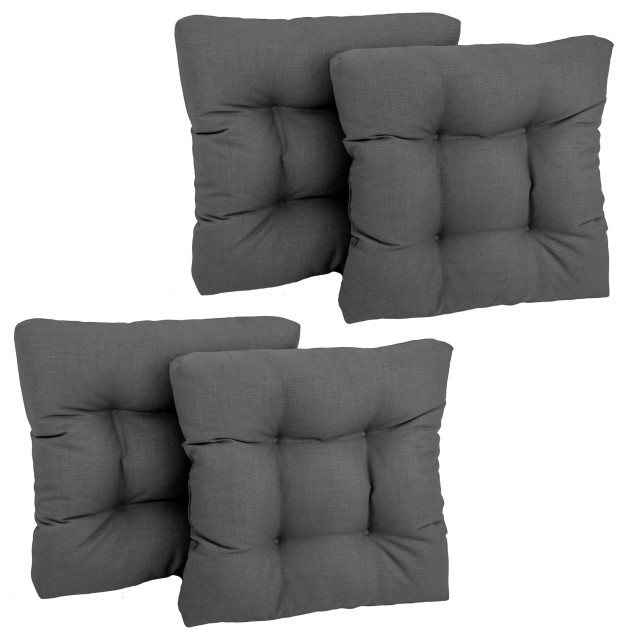19" Squared Solid Polyester Tufted Dining Chair Cushions, Set of 4