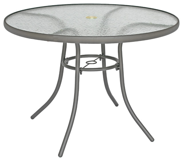 Rio Brands 40 inch Sienna Round Patio Table with Tempered Glass Top, Gray - Transitional ...