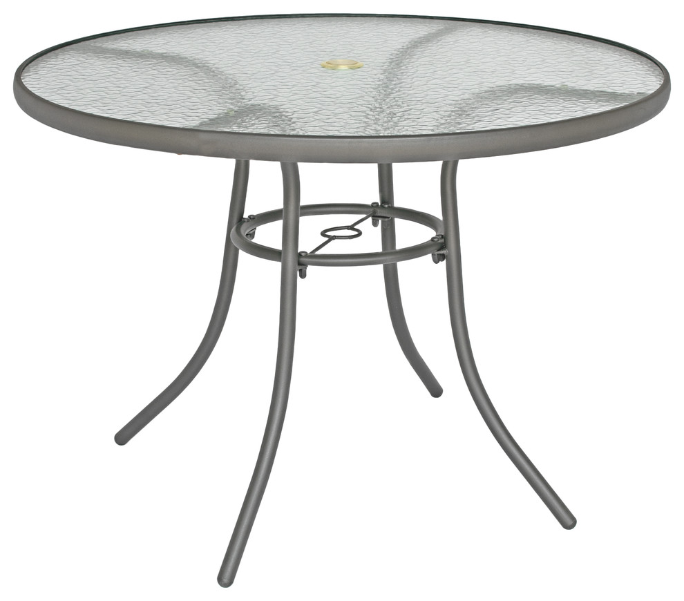 Rio Brands 40 inch Sienna Round Patio Table with Tempered Glass Top