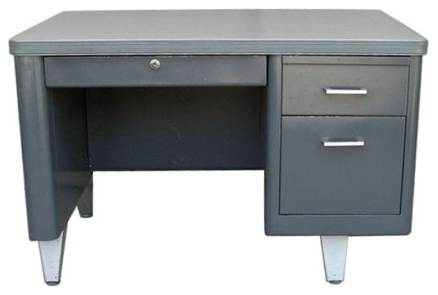 Vintage Metal Single Pedestal Tanker Desk 900 Est Retail Vintage Metal Single Pedestal Tanker Desk 900 Est Retail 300 On Chairish