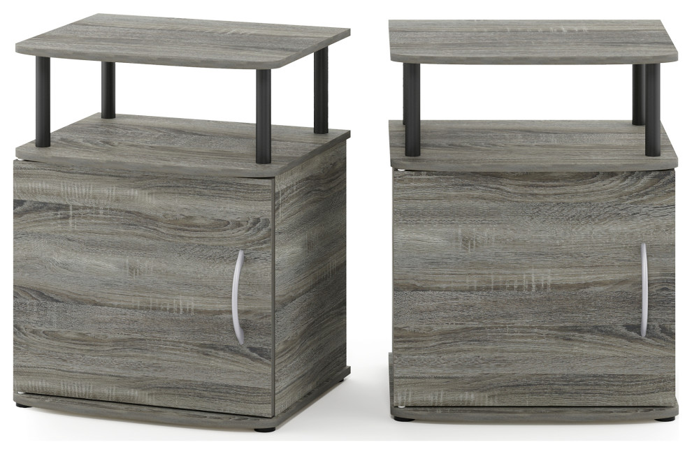 Furinno JAYA Utility Design End Table, Set of Two, French Oak Grey