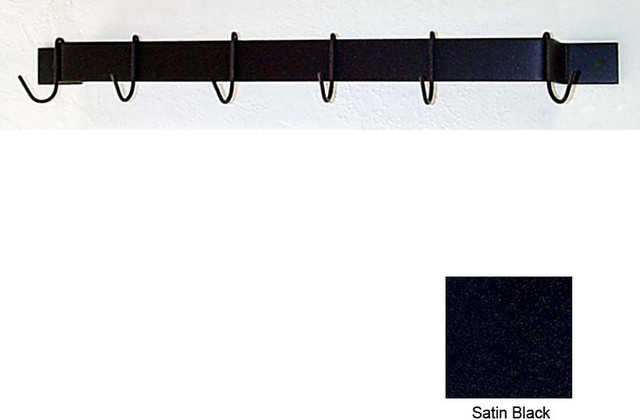 24" Length Utility Bar with Six Hooks - Satin Black