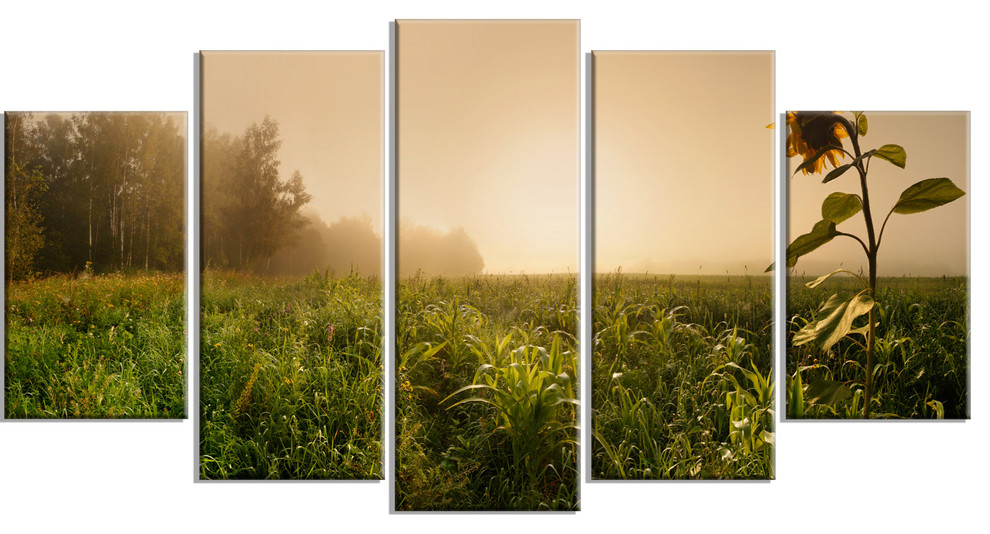 "Green Panoramic Landscape" Photo Glossy Metal Wall Art, 60"x32" 5