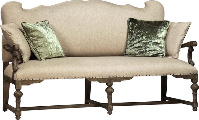 Settee Art Nouveau Antiqued Brass Hardwood Traditional Sofas