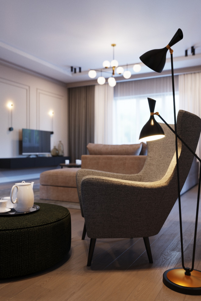 Коттедж с камином, современная классика